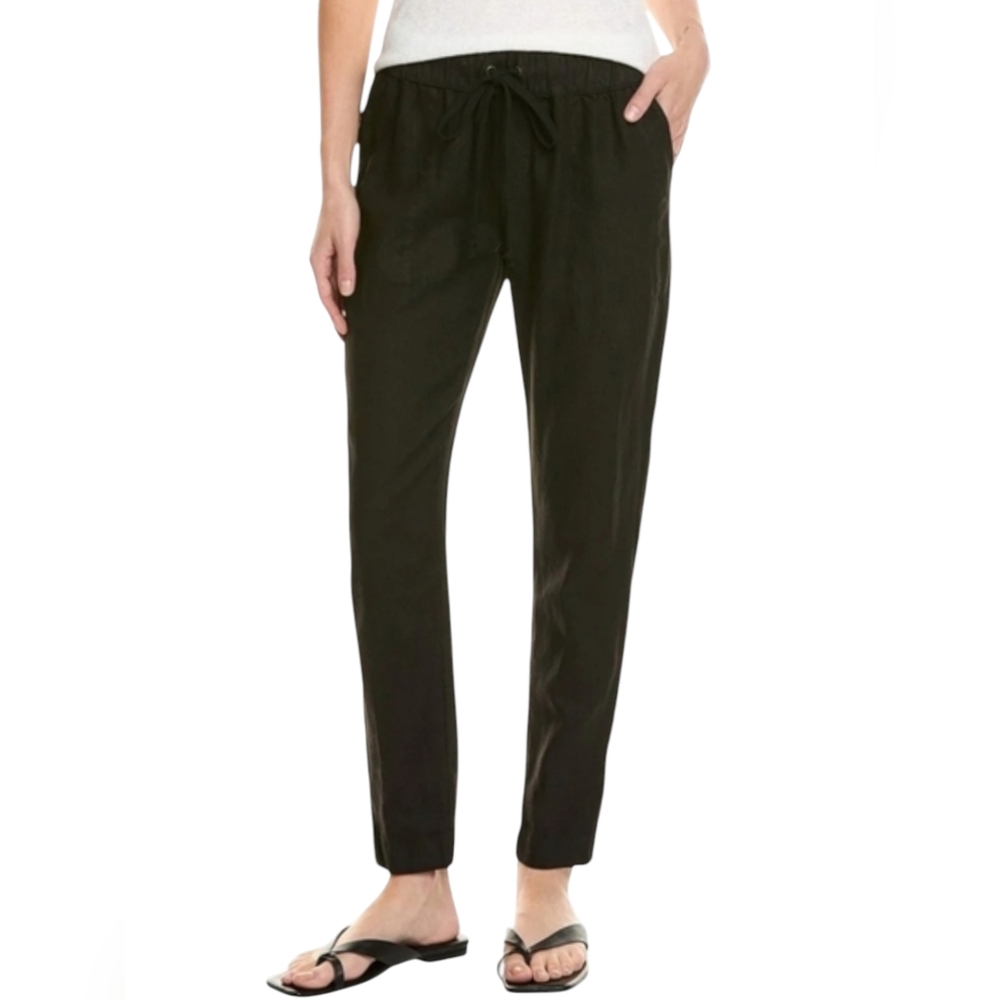 Enza Costa French Linen Drawstring Pants Black Size 3/L